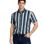 White & Ocean Blue Stripe Shirt